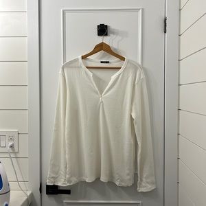 Amazon Off White Long Sleeve Waffle Top